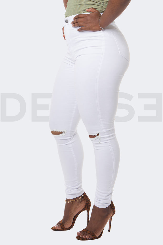 Super Stretchy Jeans BadGirl - Blanc
