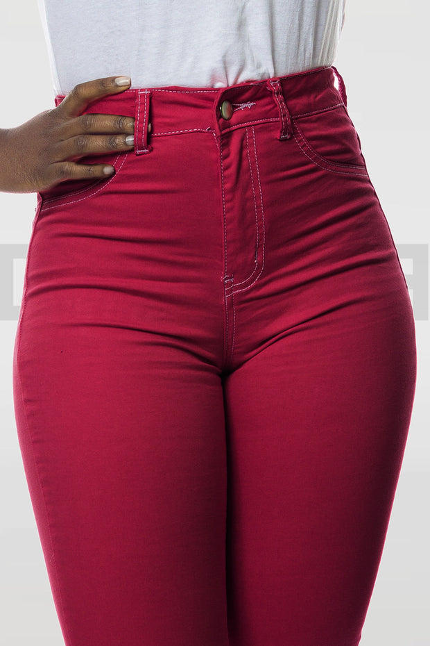 Super Stretchy Jeans Taille Haute - Rose Bonbon