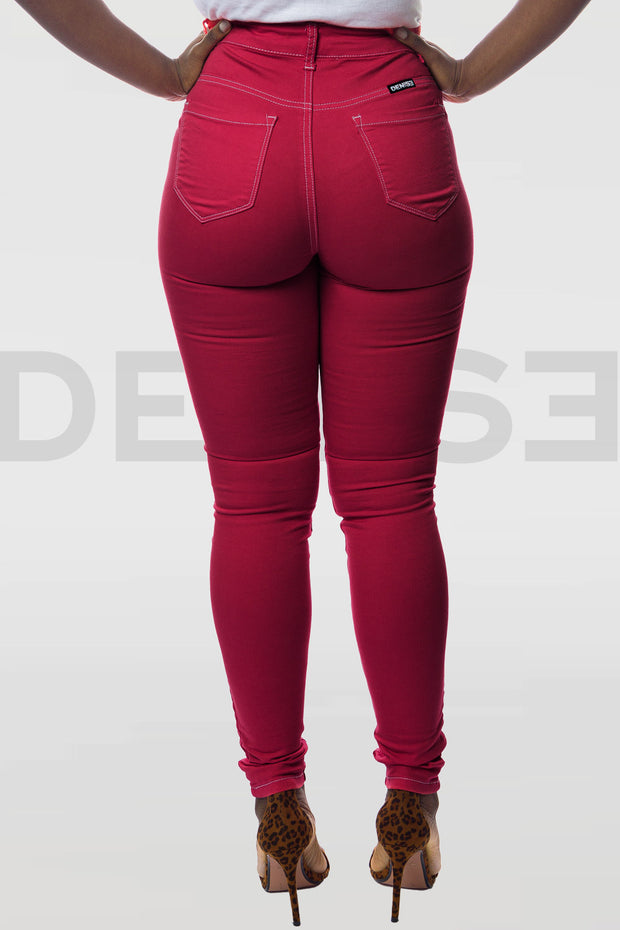 Super Stretchy Jeans Taille Haute - Rose Bonbon