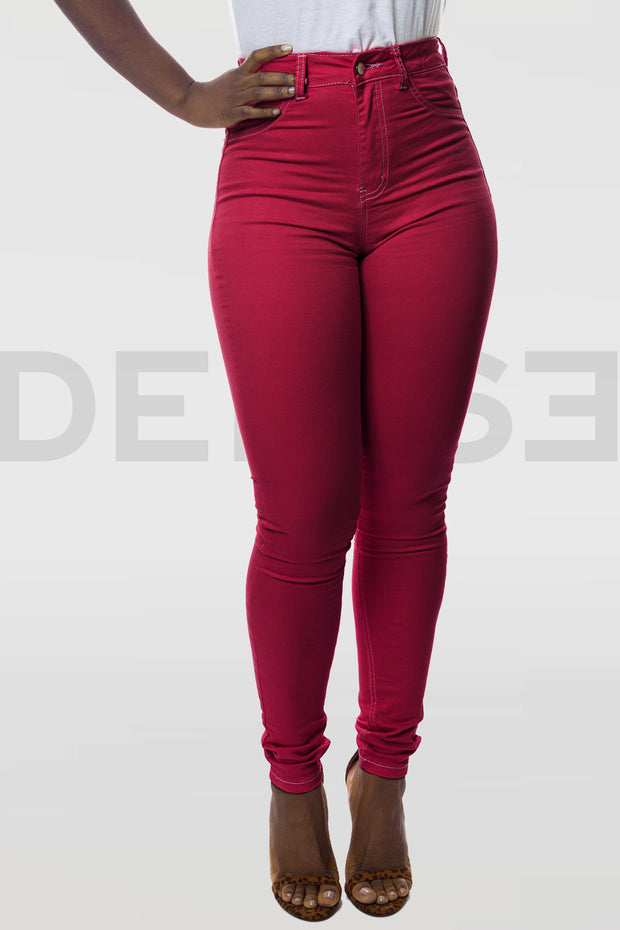 Super Stretchy Jeans Taille Haute - Rose Bonbon