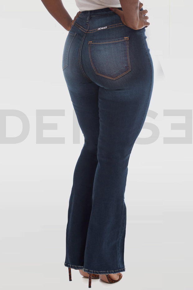 Stretchy Jeans Évasé Taille Haute - Brut