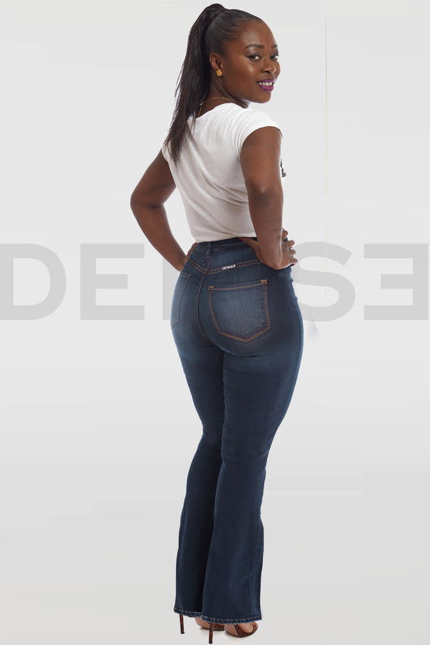 Stretchy Jeans Évasé Taille Haute - Brut