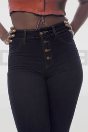 Super Stretchy Button Jeans BadGirl - Noir Couture