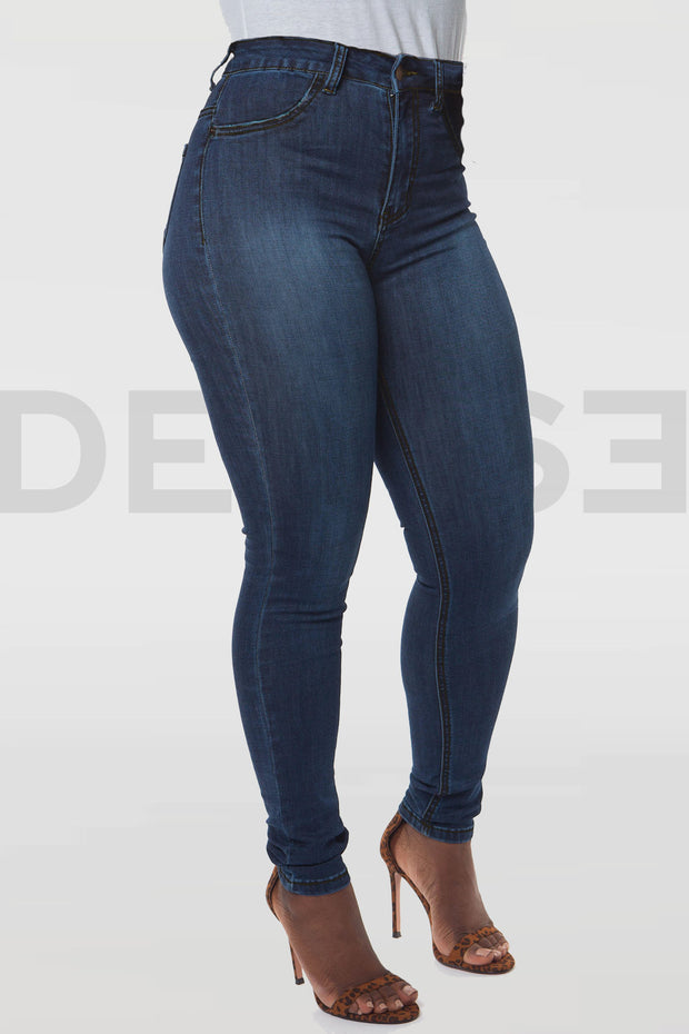 Super Stretchy Jeans Taille Haute - Brut