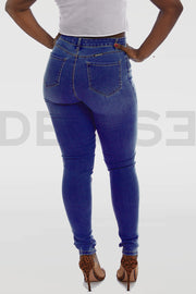 Super Curvy Button Jeans Taille Haute - Royal Blue