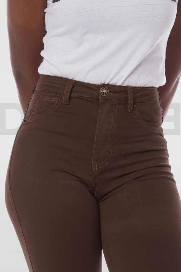 Super Stretchy Jeans Taille Haute - Chocolat