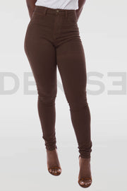 Super Stretchy Jeans Taille Haute - Chocolat