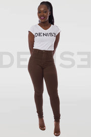 Super Stretchy Jeans Taille Haute - Chocolat