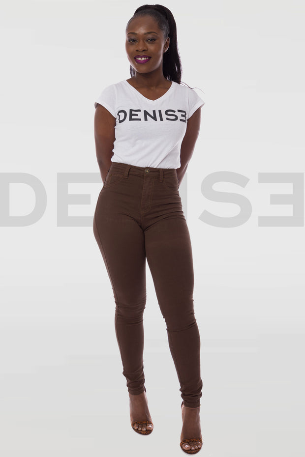 Super Stretchy Jeans Taille Haute - Chocolat