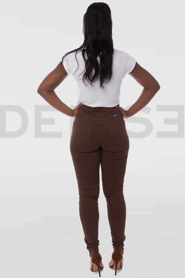 Super Stretchy Jeans Taille Haute - Chocolat