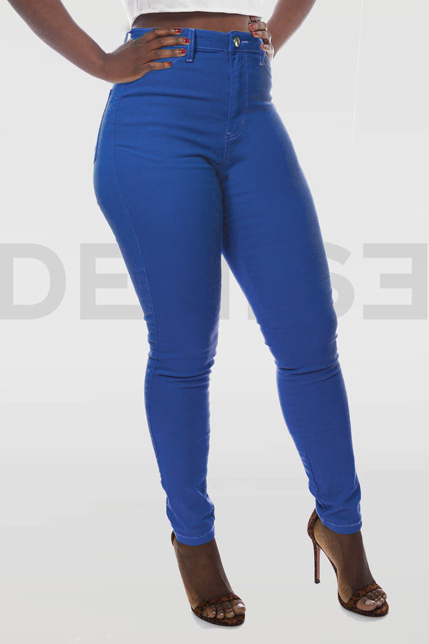 Super Stretchy Jeans Taille Haute - Bleu Cobalt