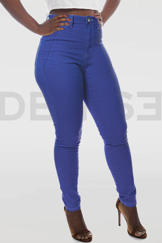 Super Stretchy Jeans Taille Haute - Bleu Cobalt