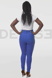 Super Stretchy Jeans Taille Haute - Bleu Cobalt