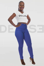 Super Stretchy Jeans Taille Haute - Bleu Cobalt
