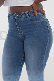 Super Stretchy Jeans Taille Haute - Double Blue