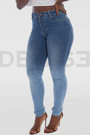 Super Stretchy Jeans Taille Haute - Double Blue