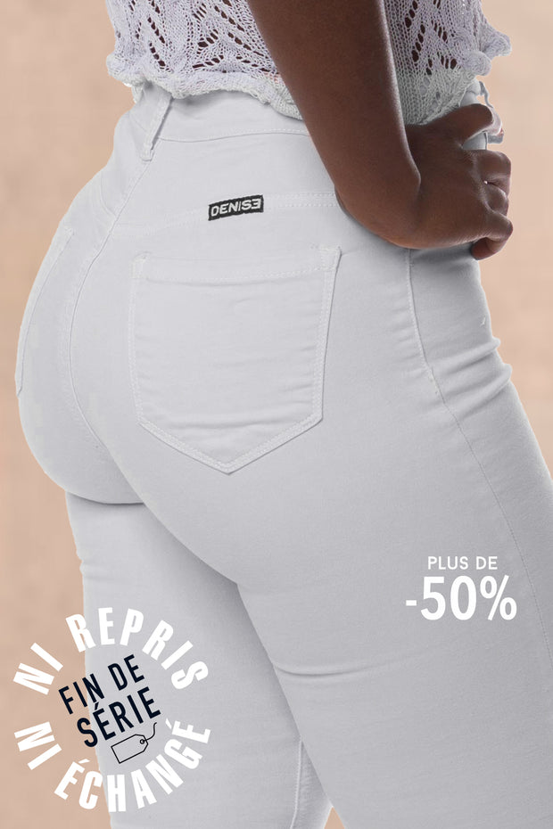 FIN DE SÉRIE - Stretchy Jeans Taille Haute - Blanc