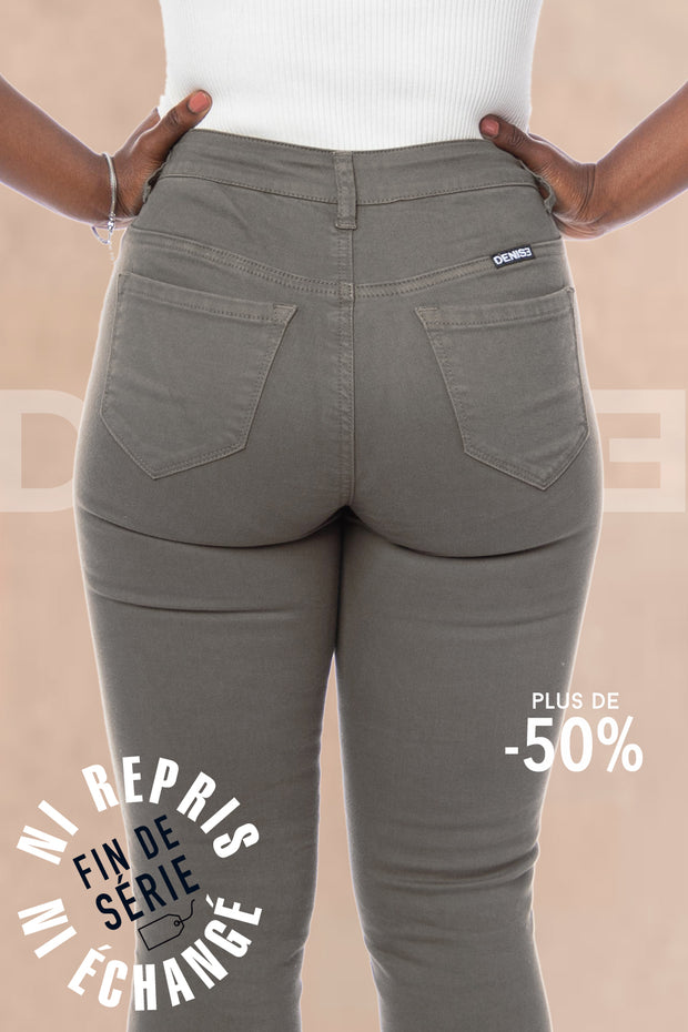 FIN DE SERIE - Stretchy Jeans Taille Haute - Gris