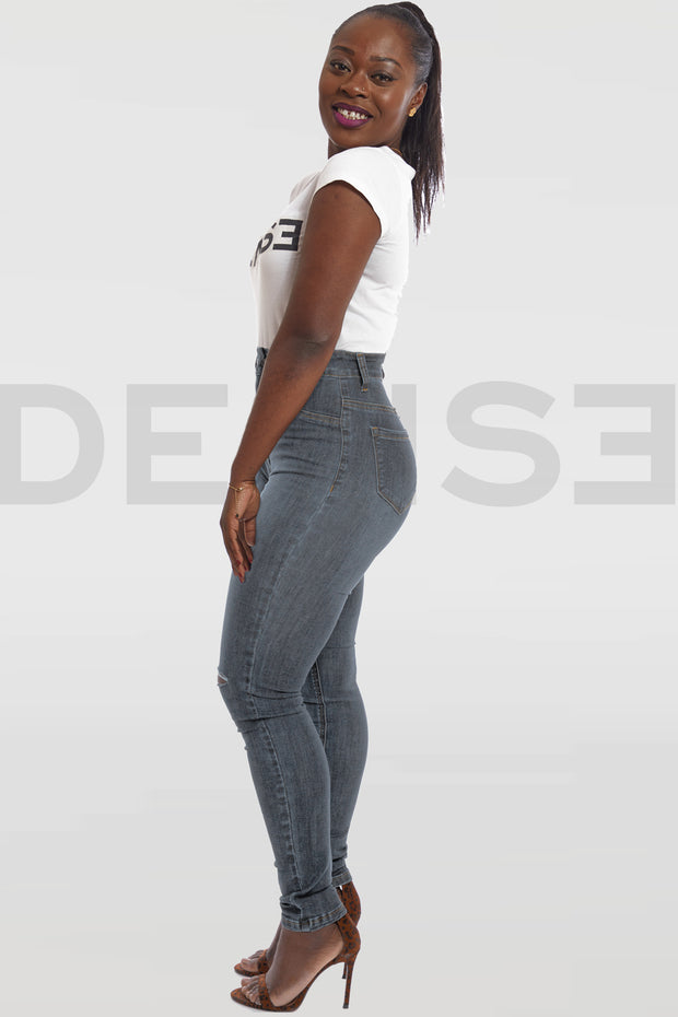 Super Stretchy Jeans Taille Haute - Grey