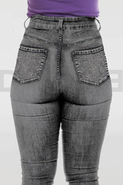 Super Stretchy Button Jeans - Grey