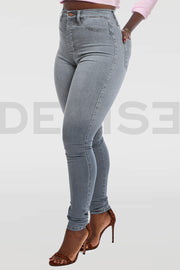 Super Stretchy Jeans Taille Haute - Double Gris