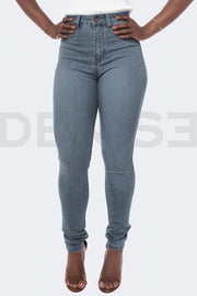 Super Stretchy Jeans Taille Haute - Gris Bleu