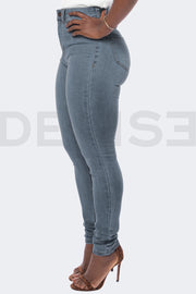 Super Stretchy Jeans Taille Haute - Gris Bleu