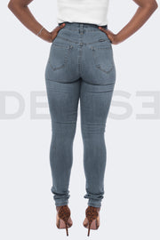 Super Stretchy Jeans Taille Haute - Gris Bleu