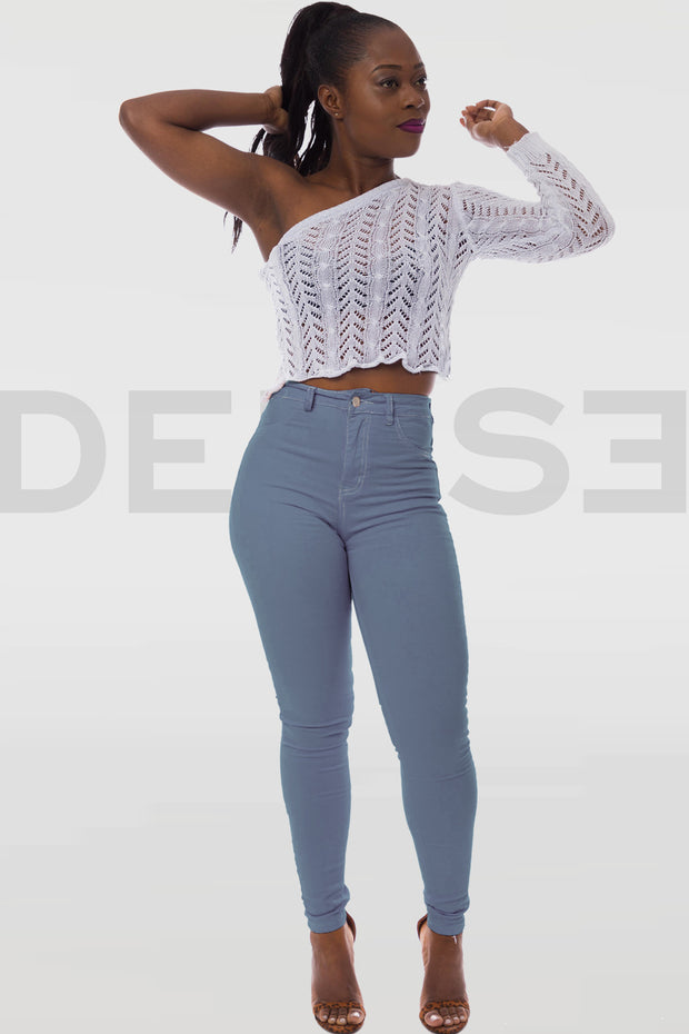 Super Stretchy Jeans Taille Haute - Bleu Horizon