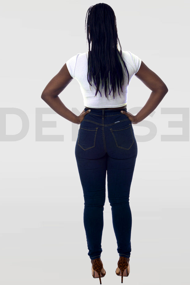 Super Stretchy Jeans Taille Haute - Indigo