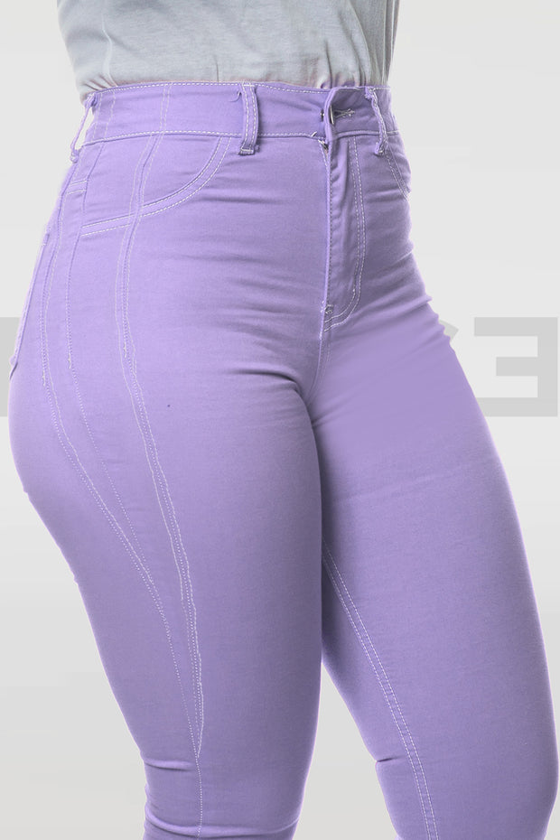 Super Stretchy Jeans Taille Haute - Lilas