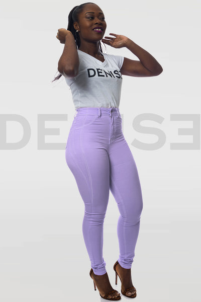 Super Stretchy Jeans Taille Haute - Lilas
