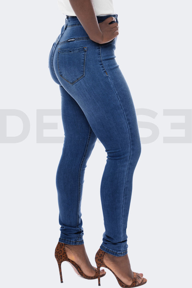 Super Stretchy Jeans Taille Haute - Bleu Medium