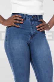 Super Stretchy Jeans Taille Haute - Bleu Medium