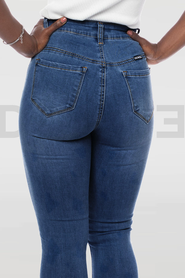Super Stretchy Jeans Taille Haute - Bleu Medium