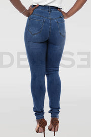 Super Stretchy Jeans Taille Haute - Bleu Medium