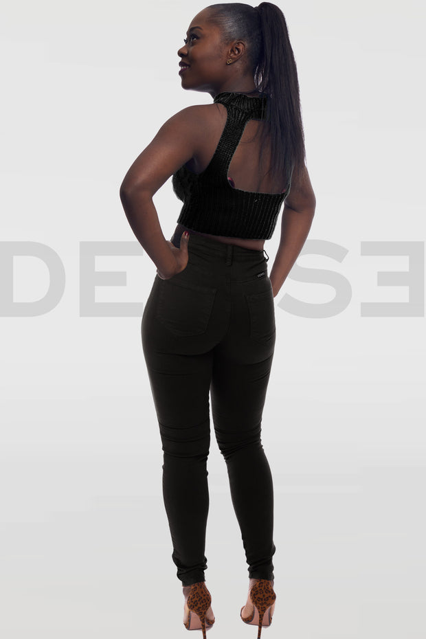 Super Stretchy Jeans Taille mi-haute - Noir