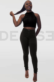 Super Stretchy Jeans Taille mi-haute - Noir