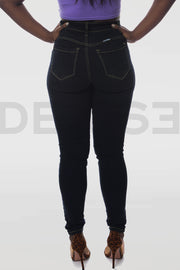 Super Stretchy Jeans Taille Haute - Noir Couture