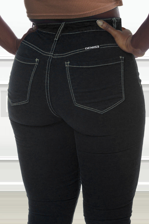 Super Stretchy Jeans Taille Haute - Noir Surpiqué