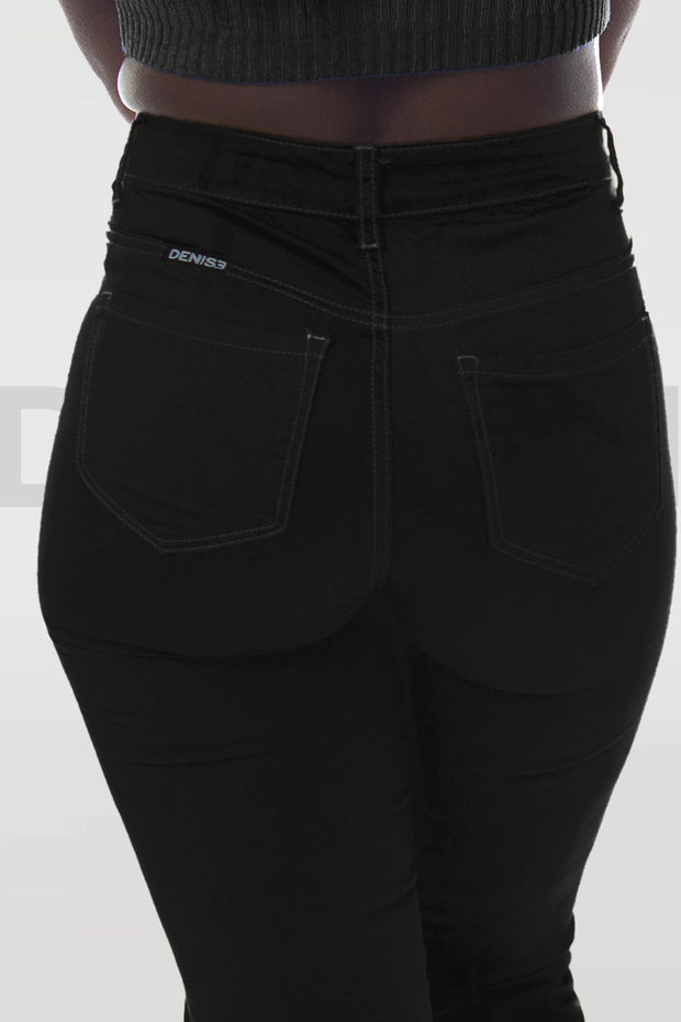 Stretchy Bootcut Jeans Taille mi-haute - Noir