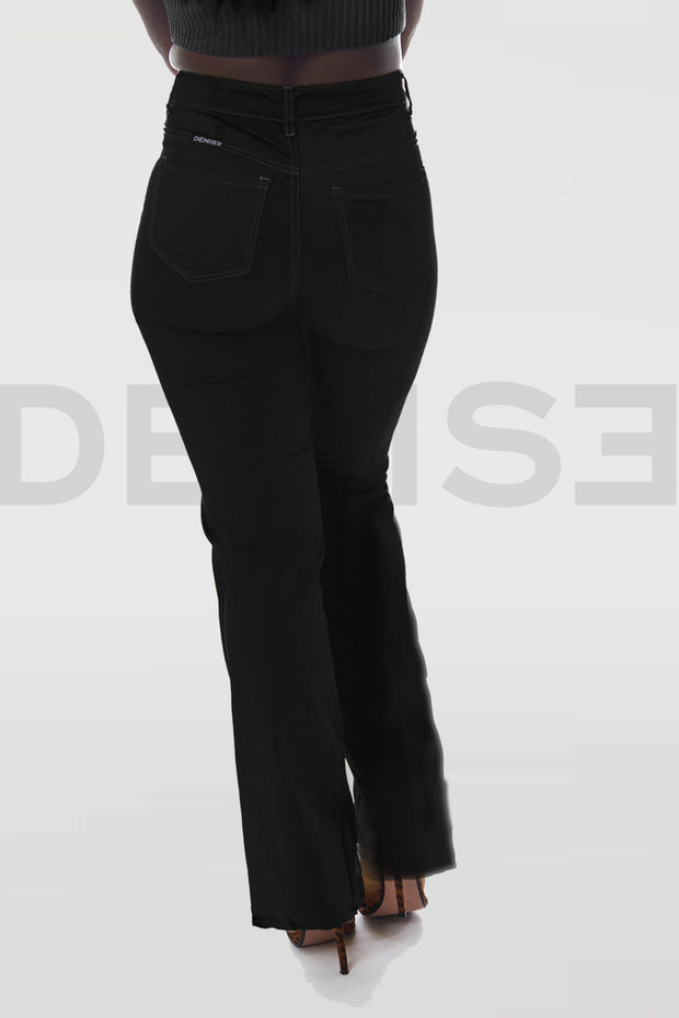 Stretchy Bootcut Jeans Taille mi-haute - Noir