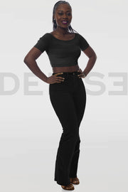 Stretchy Bootcut Jeans Taille mi-haute - Noir