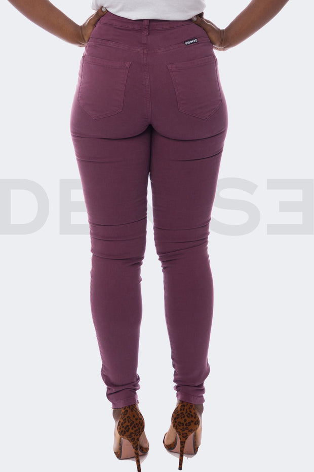 Super Stretchy Jeans Taille Haute - Aubergine