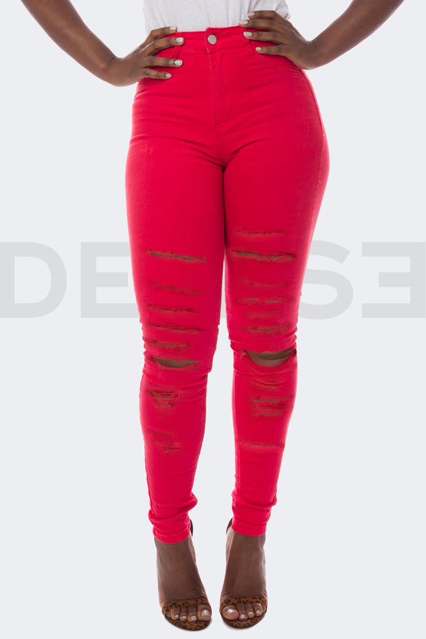 Super Stretchy Jeans Badass Lady - Rouge