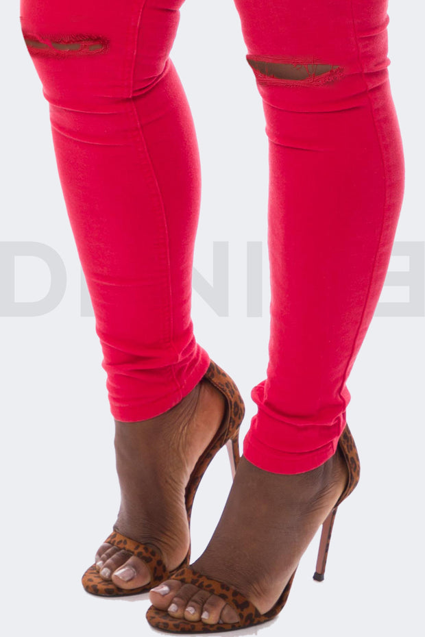 Super Stretchy Jeans BadGirl - Rouge