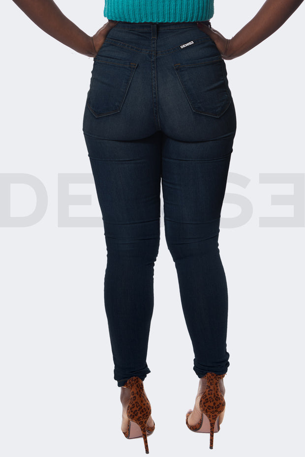 Super Curvy Button Jeans Taille Haute - Ardoise