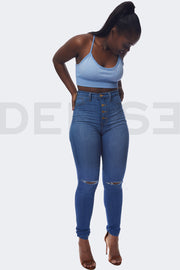 Super Curvy Button Jeans BadGirl - Bleu Medium