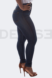 Super Stretchy Button Jeans Taille Haute - Brut