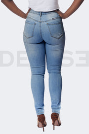 Super Curvy Button Jeans Taille Haute - Light Blue
